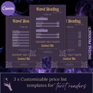 Printable Price List Template for Tarot Readers