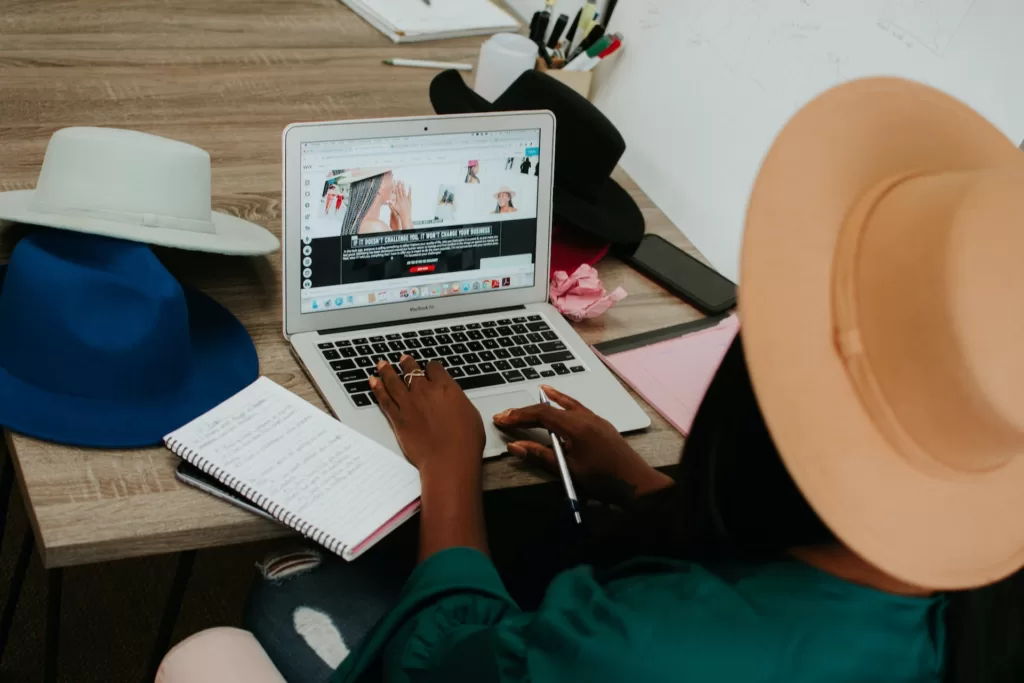 Female entrepreneur working on a social media design